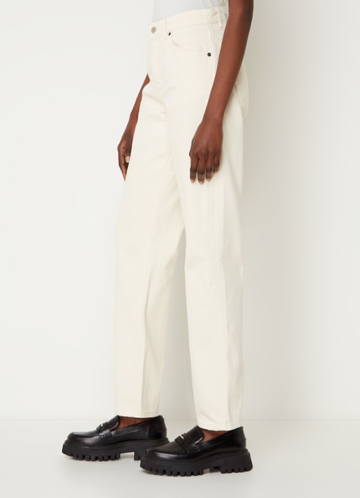 ba&sh Erell high waist straight leg jeans met gekleurde wassing - detail 2 gebroken wit