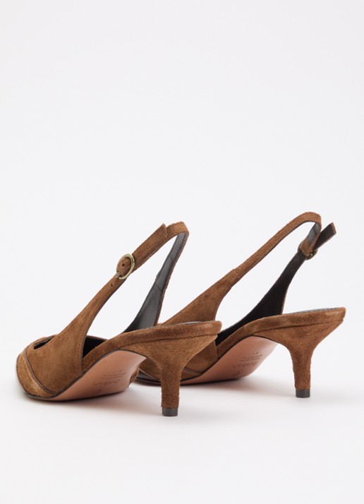 ba&sh Escarpins Casta slingback van suède - achterkant 5 bruin