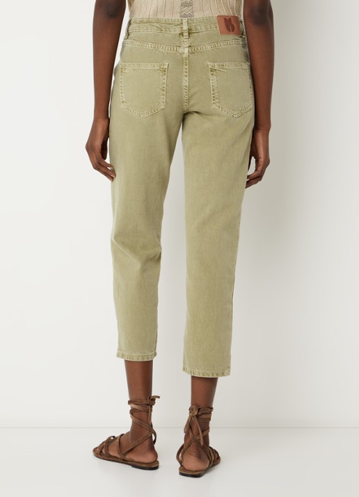 ba&sh Fally mid waist cropped slim fit jeans met gekleurde wassing - achterkant 4 khaki
