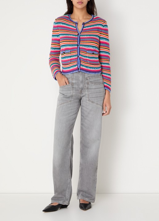 ba&sh Fanny grofgebreid vest met schoudervulling en opgestikte zakken - voorkant 2 blauw