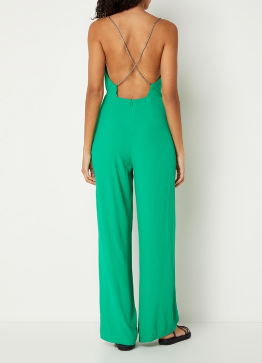ba&sh Fifia loose fit jumpsuit met rugdecolleté  - achterkant groen