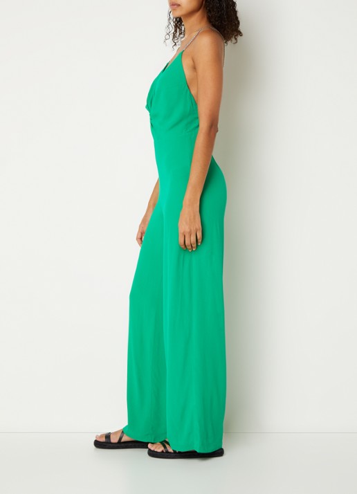 ba&sh Fifia loose fit jumpsuit met rugdecolleté  - voorkant 3 groen