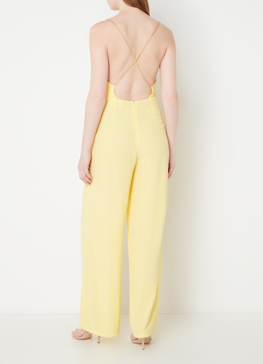 Ba&sh Fifia wide fit jumpsuit met kettingdetail en rugdecolleté - achterkant 4 abrikoos