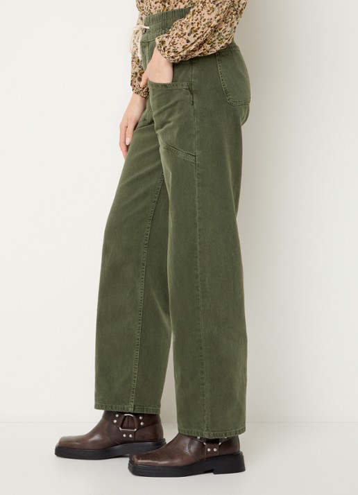ba&sh Fima high waist straight fit broek met steekzakken - detail 5 donkergroen