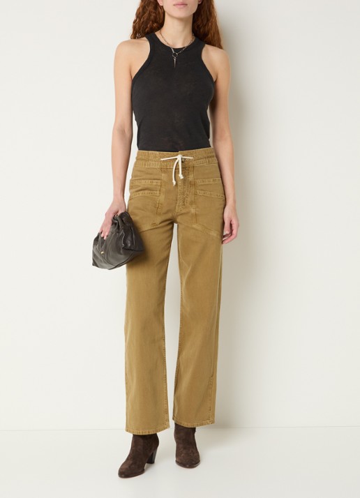 ba&sh Fima high waist straight leg broek met steekzakken - voorkant 2 camel