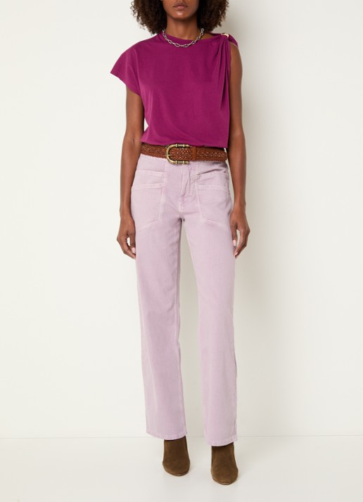ba&sh Fima high waist straight leg broek met steekzakken - voorkant 5 lichtpaars
