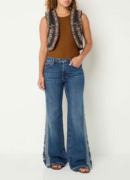 ba&sh Fosca gilet in linnenblend met borduring - voorkant 2 antraciet