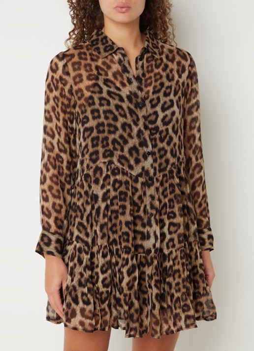 ba&sh Fusion mini blousejurk met panterprint