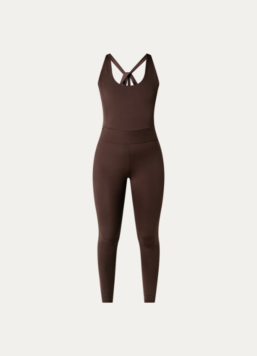 ba&sh Ginna skinny fit jumpsuit met rugdecolleté - voorkant bruin