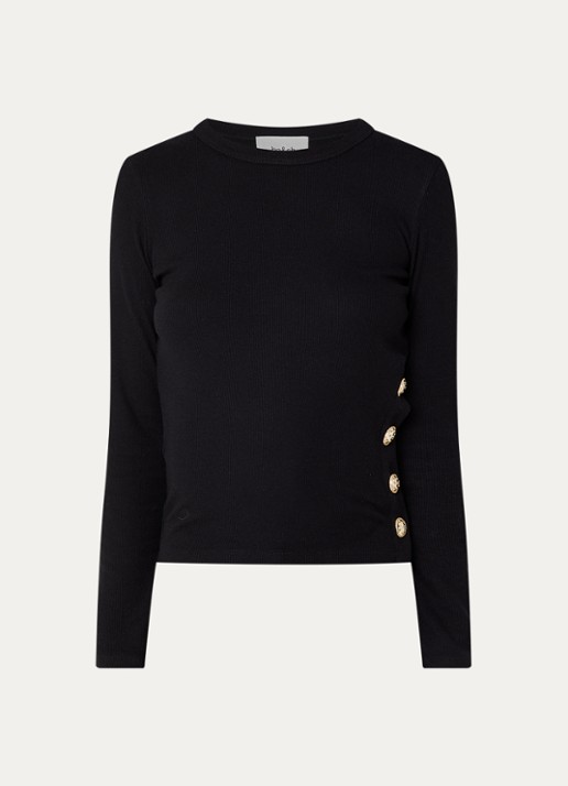 ba&sh Giulia longsleeve met knoopdetail - voorkant 2 zwart