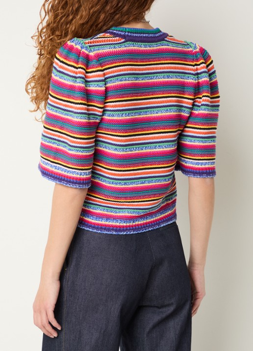 ba&sh Grofgebreide top met streepprint - achterkant 2 multicolor