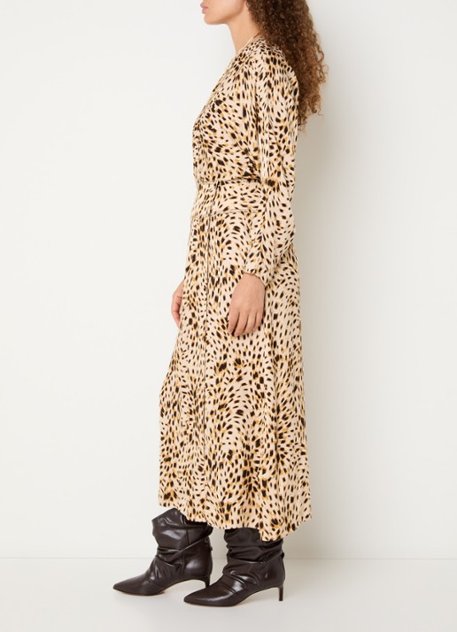 ba&sh Hamy maxi jurk met dierenprint en split - voorkant 3 camel