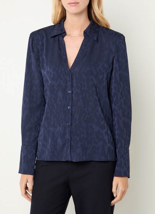 ba&sh Hetsey blouse met dierenprint - detail donkerblauw