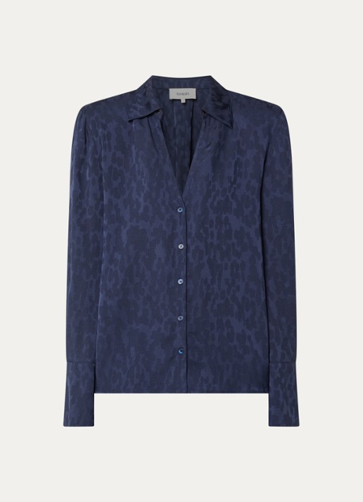ba&sh Hetsey blouse met dierenprint - voorkant 2 donkerblauw
