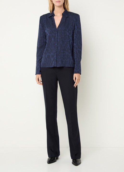 ba&sh Hetsey blouse met dierenprint - voorkant 3 donkerblauw