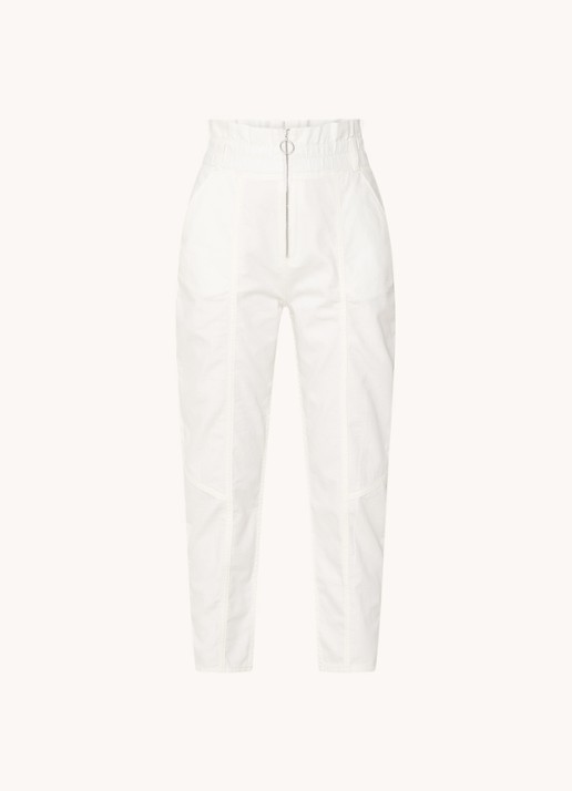Ba&sh High waist broek met halve rits en opgestikte zakken  - voorkant 2 wit
