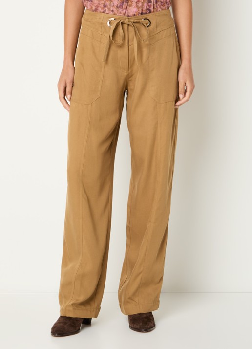 ba&sh High waist straight fit broek met steekzakken - detail 3 camel