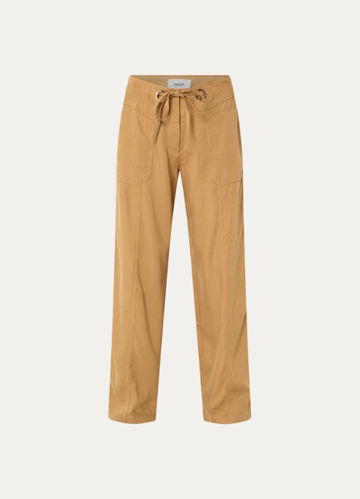 ba&sh High waist straight fit broek met steekzakken - voorkant camel