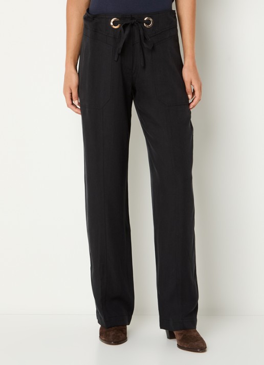 ba&sh High waist straight fit broek met steekzakken - detail zwart
