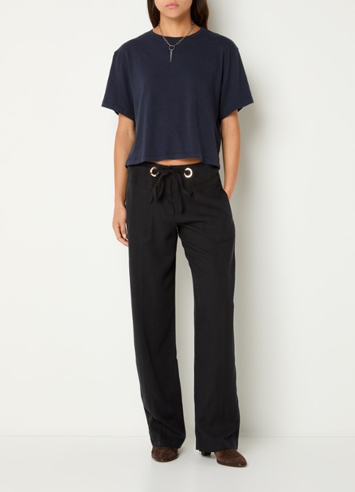 ba&sh High waist straight fit broek met steekzakken - voorkant 3 zwart