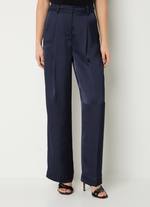ba&sh High waist wide fit pantalon van satijn met steekzakken