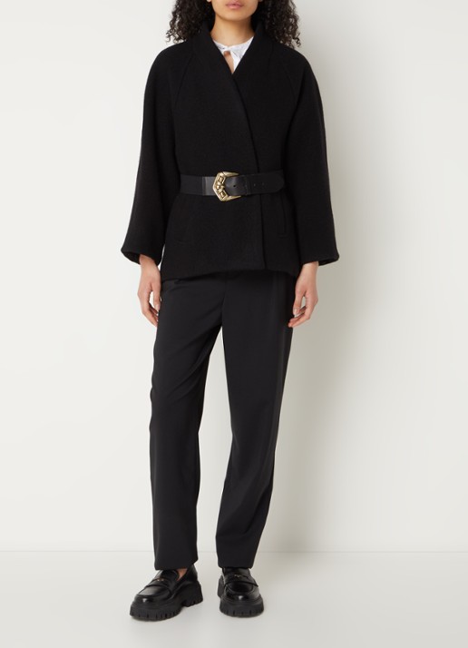 ba&sh Hini cape van wol met gespdetail - voorkant 2 zwart