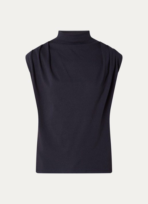 ba&sh Hoda top met opstaande kraag - voorkant donkerblauw