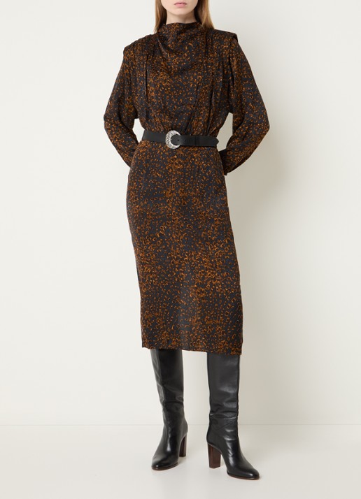 ba&sh Hoelia maxi tuniekjurk met dierenprint - detail 4 cognac