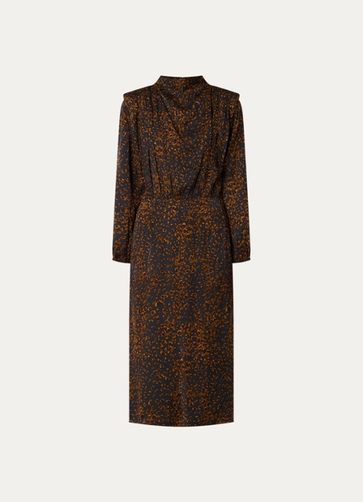 ba&sh Hoelia maxi tuniekjurk met dierenprint - voorkant cognac