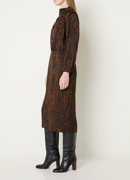 ba&sh Hoelia maxi tuniekjurk met dierenprint - voorkant 2 cognac
