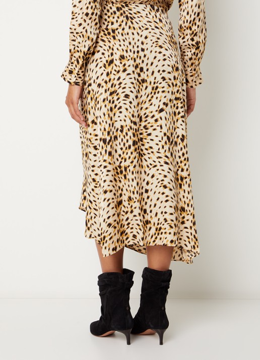 ba&sh Hoema midi rok met dierenprint - achterkant 4 gebroken wit