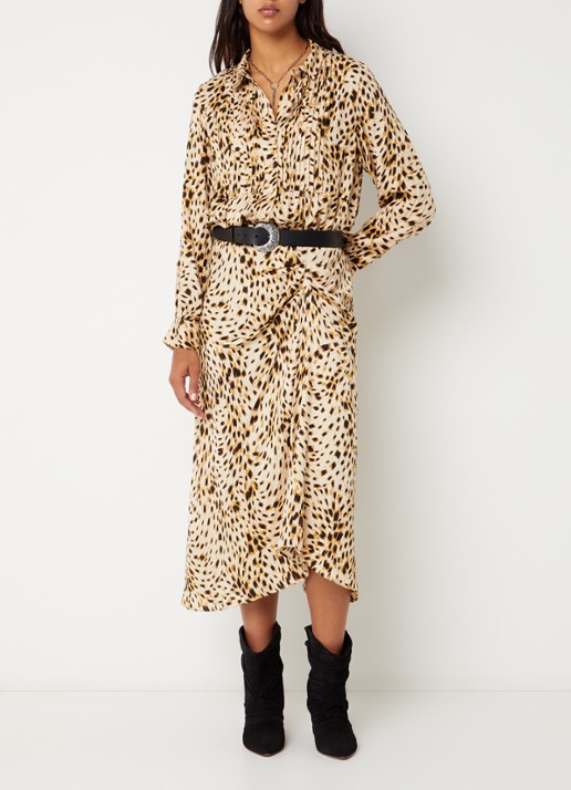 ba&sh Hoema midi rok met dierenprint - voorkant 3 gebroken wit