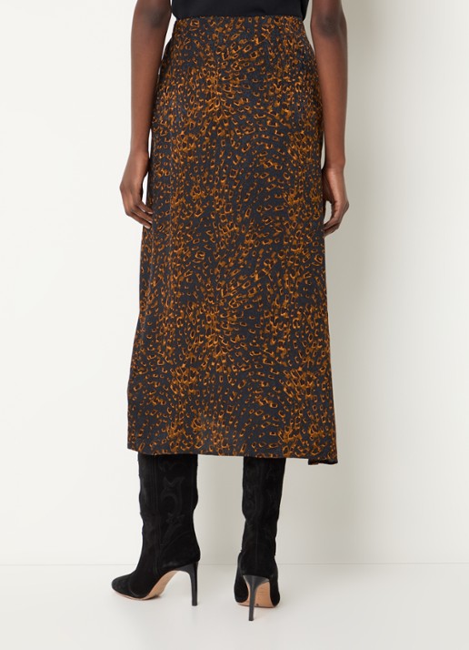 ba&sh Hoema midi rok met dierenprint - achterkant 4 donkerblauw