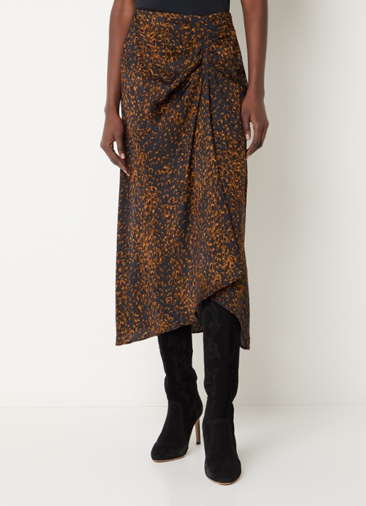 ba&sh Hoema midi rok met dierenprint - detail donkerblauw