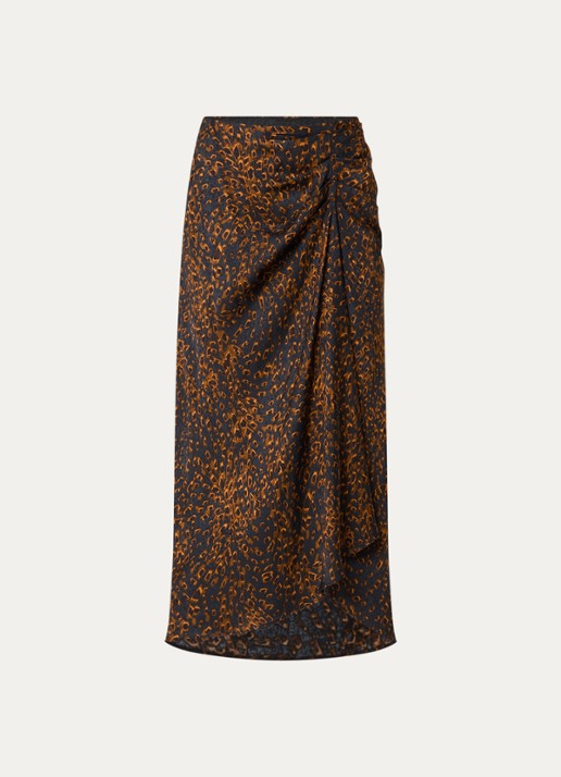 ba&sh Hoema midi rok met dierenprint - voorkant 2 donkerblauw