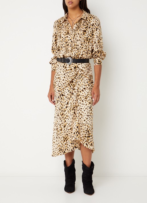 ba&sh Hony blouse met dierenprint - voorkant 4 gebroken wit