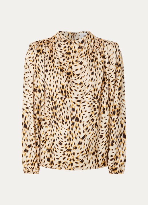 ba&sh Hope tuniek met dierenprint - voorkant 3 gebroken wit