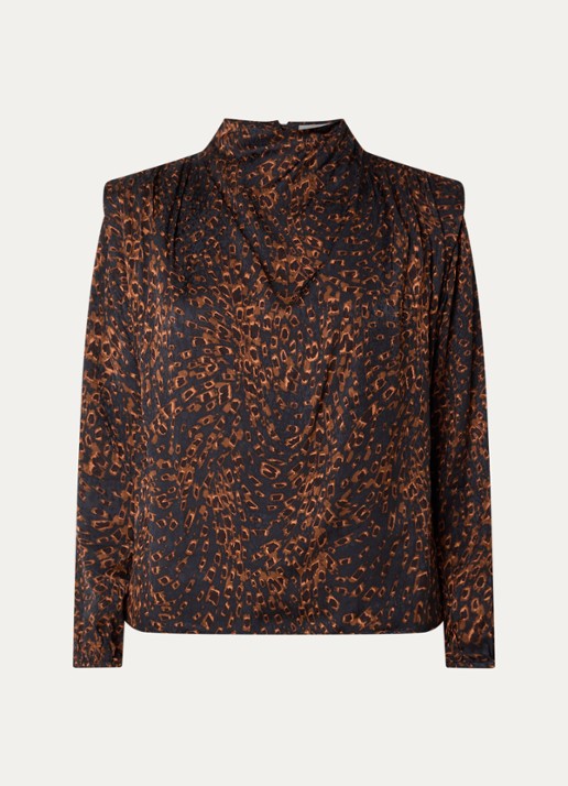 ba&sh Hope tuniek met dierenprint - voorkant donkerblauw