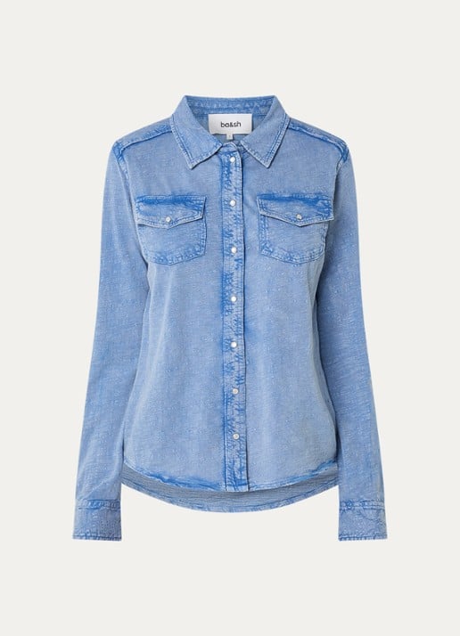 ba&sh Icare blouse met borstzakken - voorkant indigo
