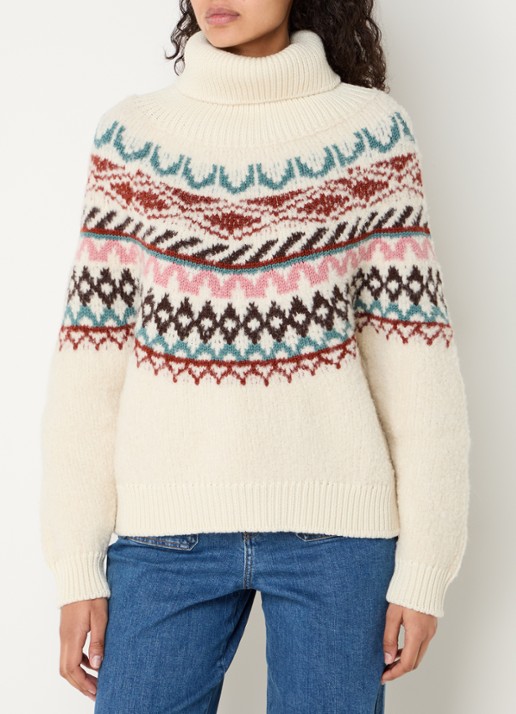 ba&sh Iceberg grofgebreide trui in alpaca wolblend met col