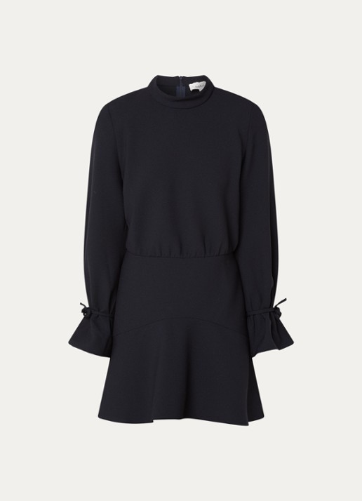 ba&sh Ilana mini jurk met schoudervulling - voorkant 3 donkerblauw