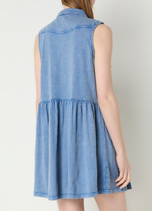 ba&sh Ilona mini blousejurk met verwassen afwerking - achterkant 4 indigo