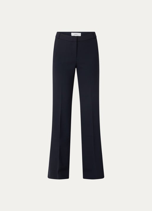 ba&sh Iman high waist flared fit pantalon met steekzakken - voorkant donkerblauw