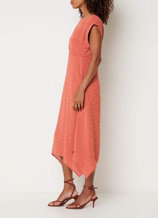 ba&sh Inia midi jurk met cut-out detail - voorkant 3 oranjebruin