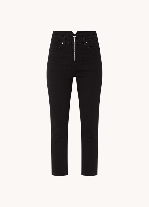 ba&sh Inzo high waist cropped slim fit jeans met gekleurde wassing - voorkant zwart