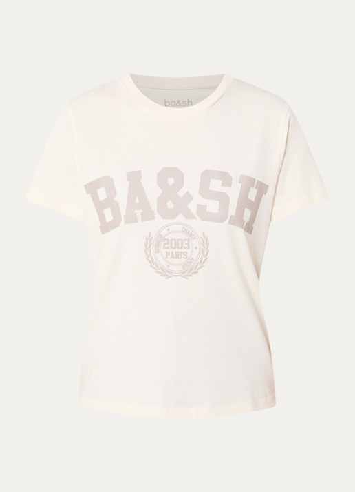 ba&sh Ioni T-shirt met logo - voorkant 2 gebroken wit