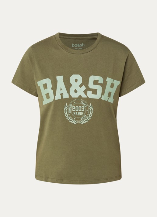 ba&sh Ioni T-shirt met logo - voorkant 2 khaki