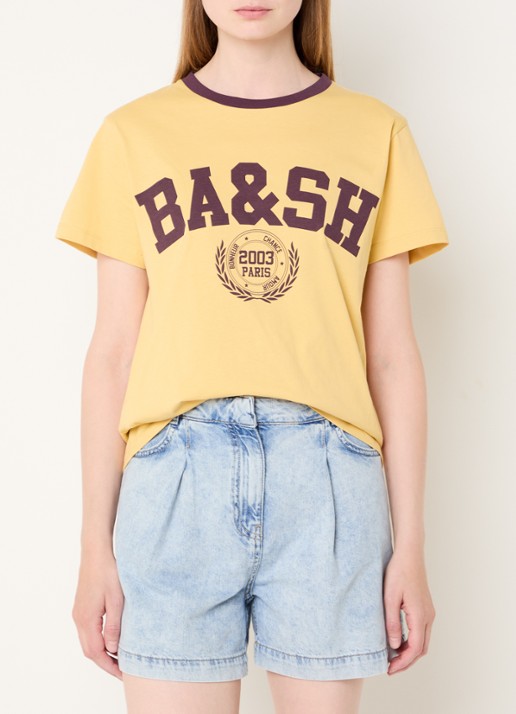 ba&sh Ioni T-shirt met logoprint - detail geel