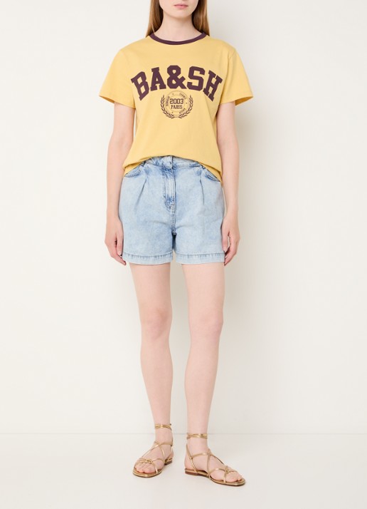 ba&sh Ioni T-shirt met logoprint - voorkant 4 geel