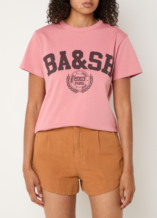 ba&sh Ioni T-shirt met logoprint - detail 2 roze